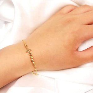 Sweet Cross Hand Chain Beads Bangle